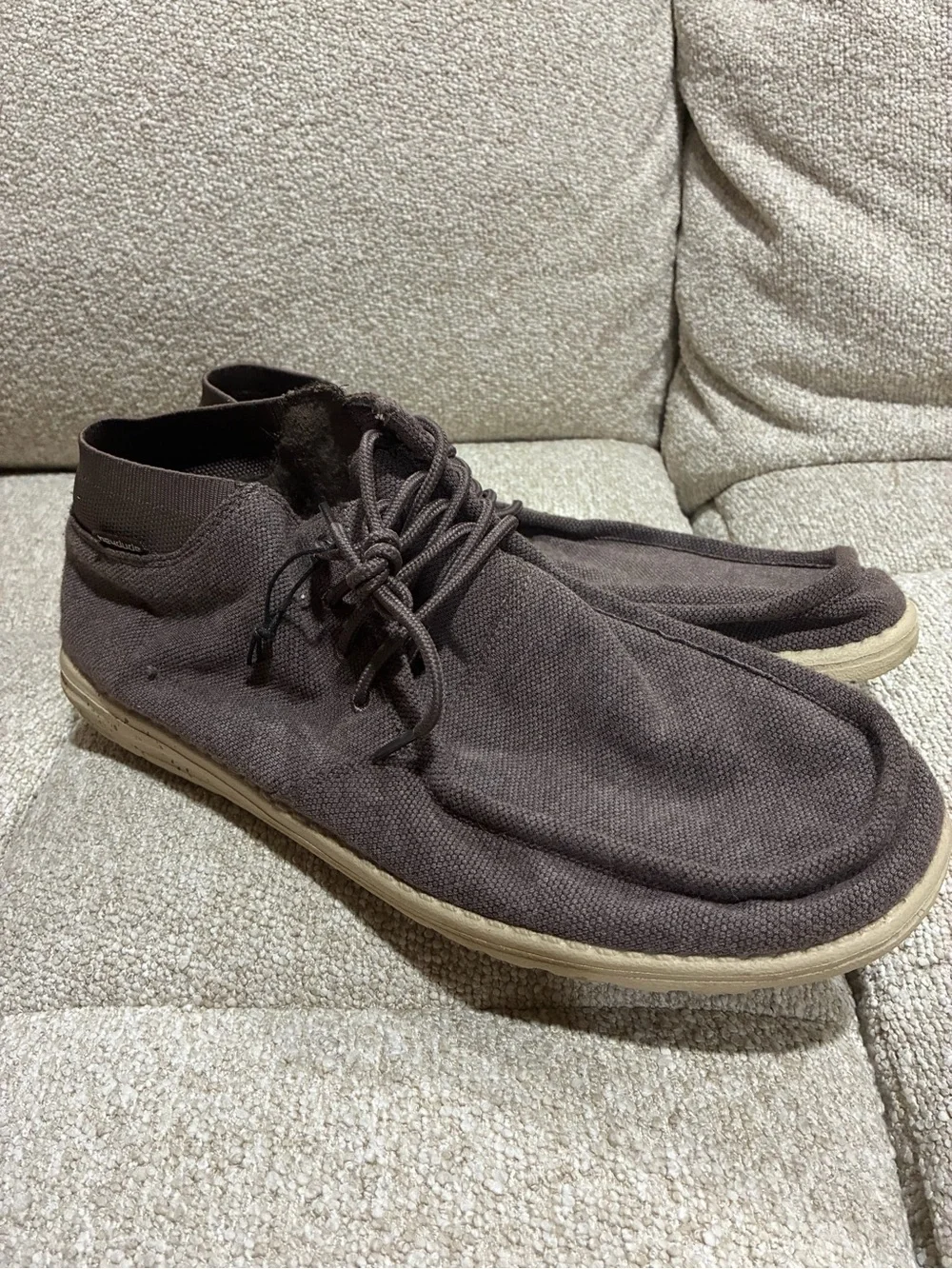 Hey Dude Men's Brown “Wayne” Canvas Slip-On High Top Loafers with Laces